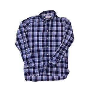 Alligator Blue & White Plaid Button Down Shirt Men’s Large Casual Classic Fit